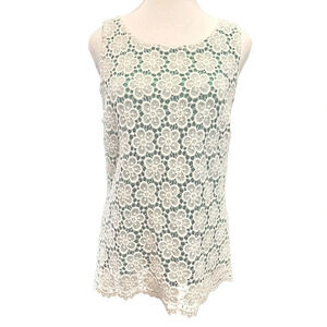 Anthro x Daniel Cremieux | Jade|White Floral Crochet Lined Blouse (M)